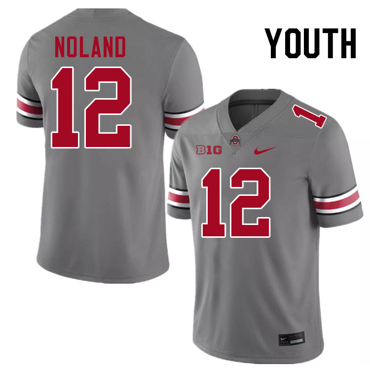 Youth #12 Air Noland Ohio State Buckeyes College Football Jerseys Stitched-Grey